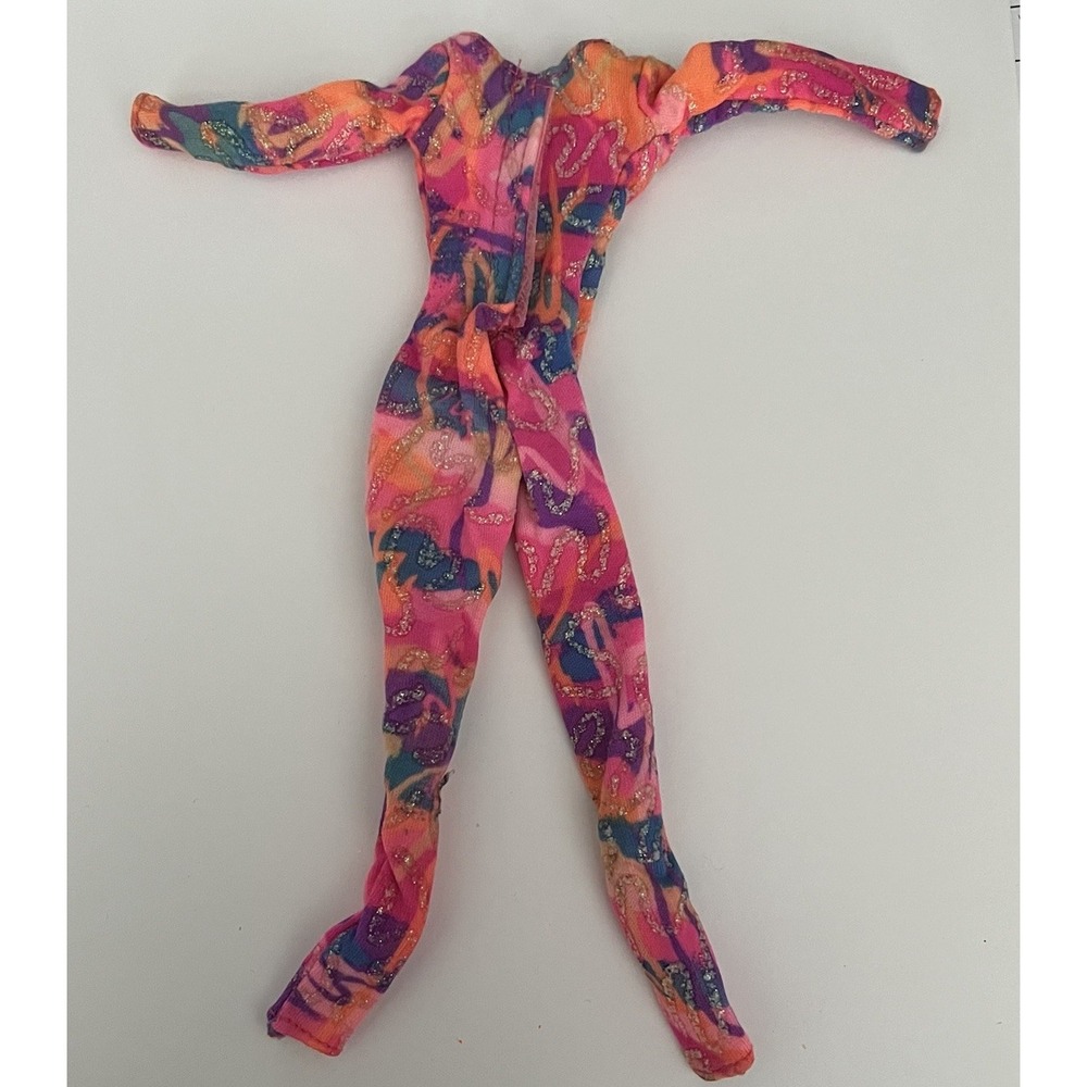 Barbie pink‎ print Snow Fun  Doll WINTER SPORTS cloth SKI SUIT 1994 LEOTARD gym